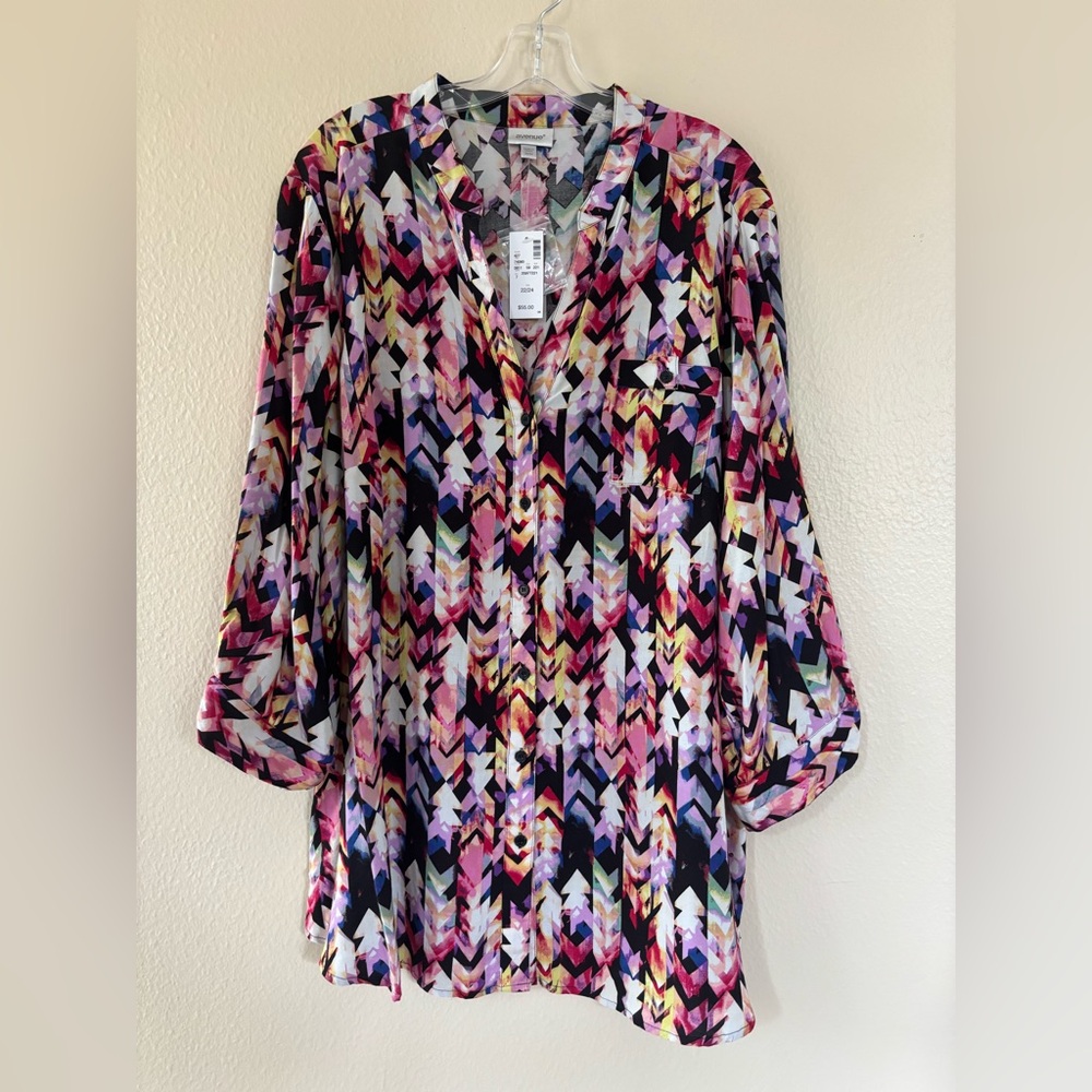 Avenue Multicolor Chevron Women's Blouse 22/24